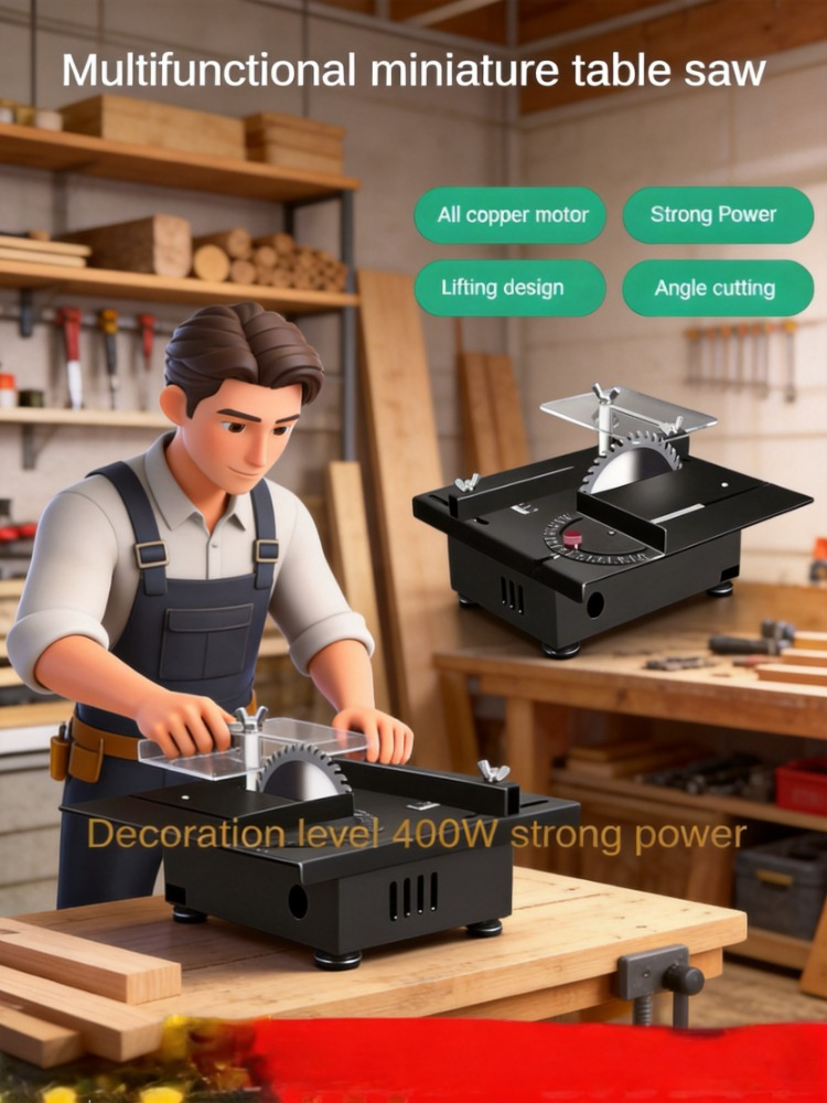 Mesin gergaji mini 400W untuk  - Mini Table Saw For Woodworking ulasan dan harga