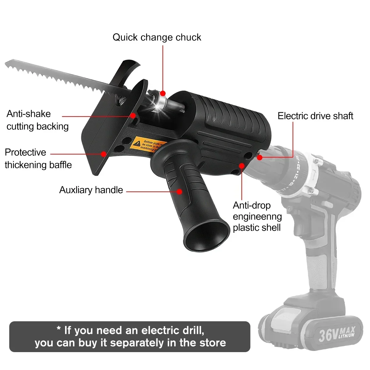 Adaptor Gergaji Bolak-balik Po - Reciprocating Saw Attachment Drill ulasan dan harga