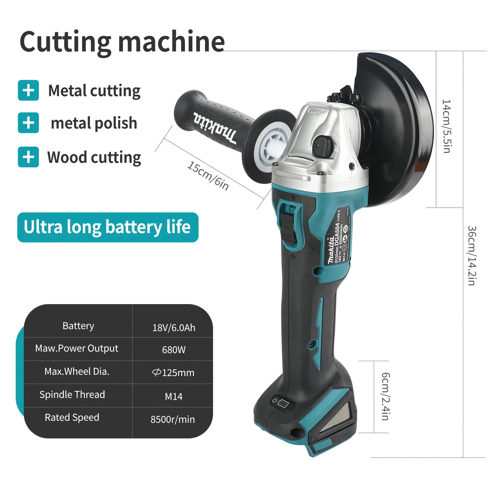BARU 2026Makita DGA504 125mm G - Brushless Angle Grinder Battery Powered ulasan dan harga